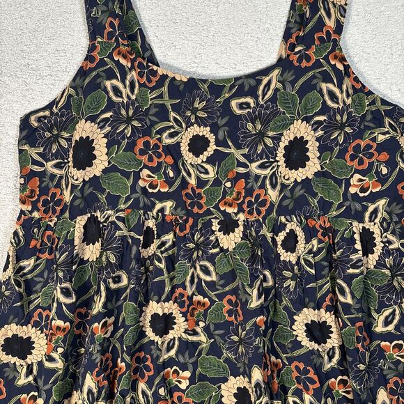 Natural Life Mini Dress Women’s Size XXL Empire Waist Smocked Chest Dark Florals - Picture 4 of 15
